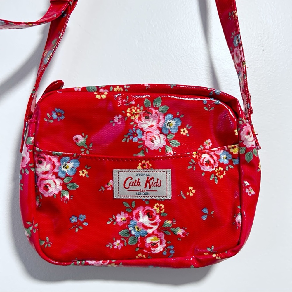 Cath Kidston London Cath Kids Purse Bag Shoulder Strap Pink Red Floral Flowers